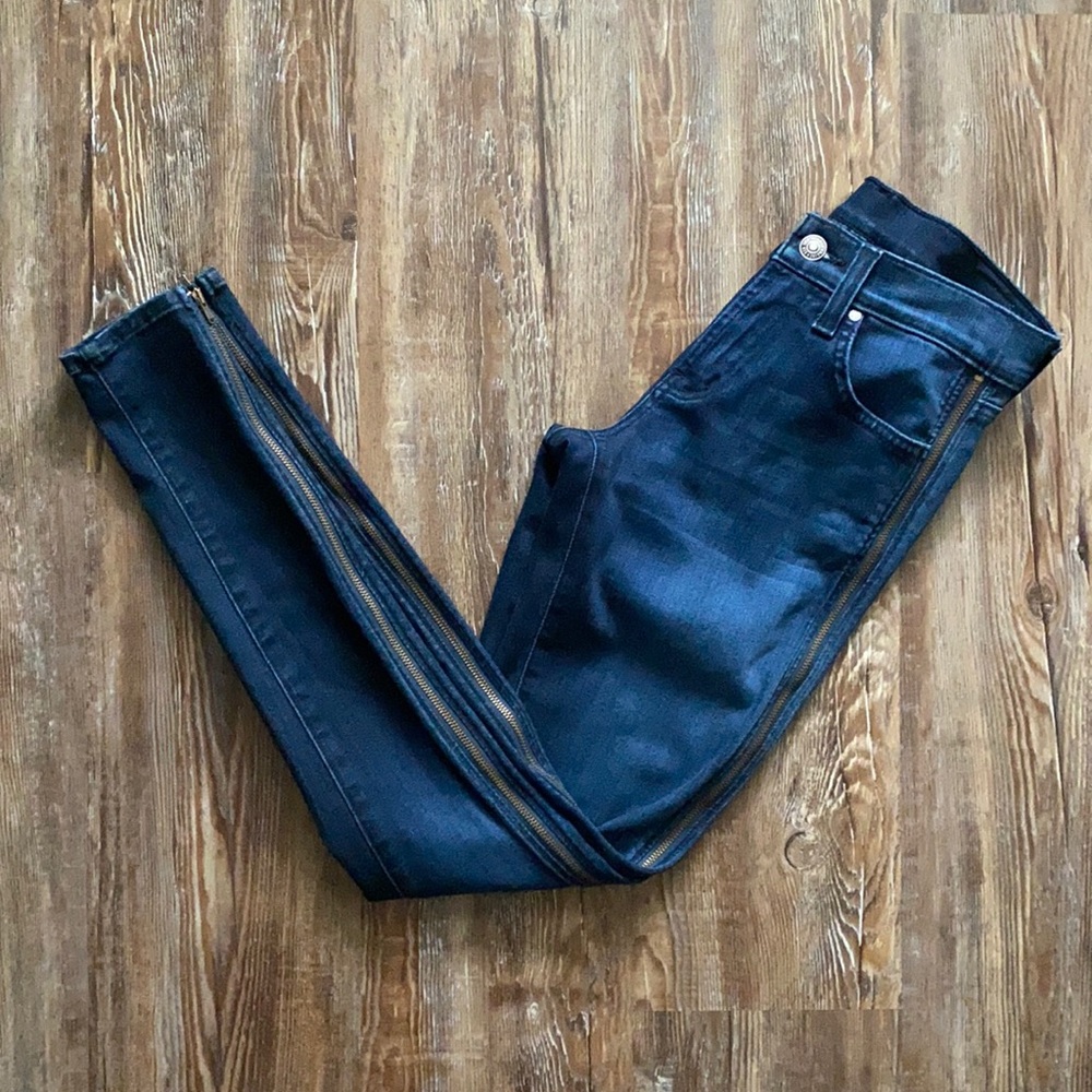 Red Engine Dark Wash Zipper Leg Skinny Moto Grunge Jeans